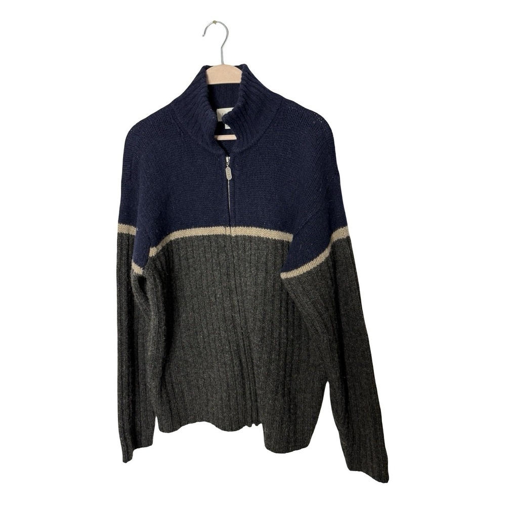 J.CREW Sweater Men Sz M 100% Wool Ribbed Cardigan Full Zip‎ Vtg Shacket